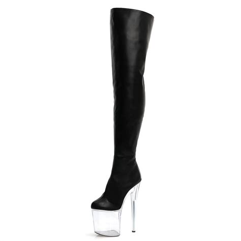 Exotic Dancer Boots Nightclub 20cm High Heels Barreled Platform Leather