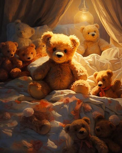 Amazon Paint By Number For Adults Bedtime Teddy Bears Oil