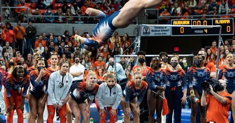 Winning School Auburn Gymnastics Defeats Alabama Hits Second Best