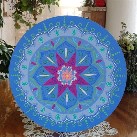 MANDALA VIBRACIONAL RAIO DE CURA Pintada a mão 25cm Elo7