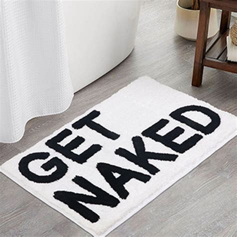 Feblilac Get Naked White Ground Bathroom Mat X Cm Bathroom Rug Plush Water Absorbent Anti
