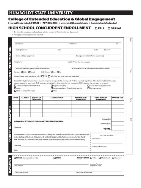 Fillable Online High School Concurrent Enrollment Registration Form