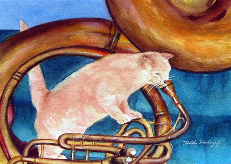 Cat On Tuba Painting By Hilda Vandergriff Fine Art America