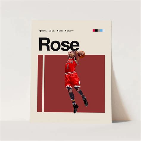 Derrick Rose Poster Chicago Bulls Art Print 11x14 Minimalist