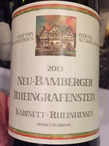 Graf Von Zedlitz Neu Bamberger Rheingrafenstein Kabinett Vivino Brasil