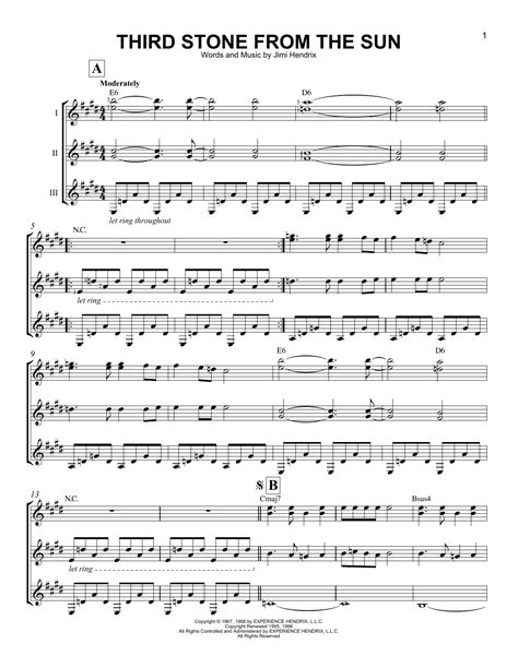 Third Stone From The Sun Sheet Music Jimi Hendrix Guitar Ensemble