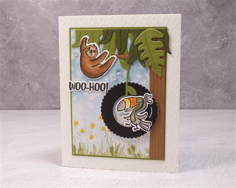 Handmade Birthday Card Stampin Up Jungle Pals Woo Hoo Sloth Toucan Tire