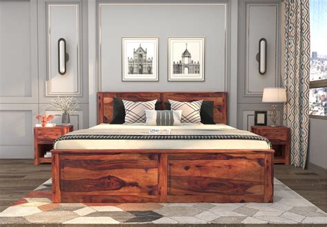 Buy Solas Bed With Drawer Storage King Size Teak Finish Online In