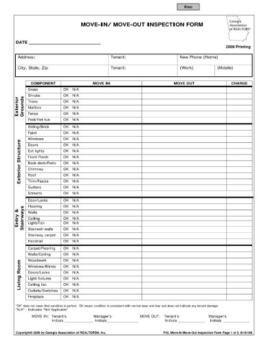 Tenant Check Out Form 10 Examples Format Pdf