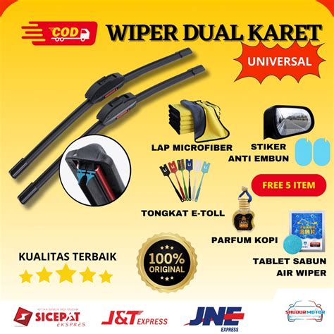 Jual Wiper Dual Karet Double Karet Frameless Universal Model Karet