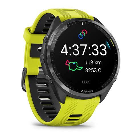 Buy Garmin Forerunner 965 Carbon Grey Dlc Titanium Bezel With Black Case And Amp Yellow Black