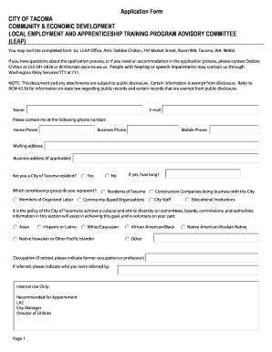 Fillable Online Cms Cityoftacoma Application Form CITY OF TACOMA