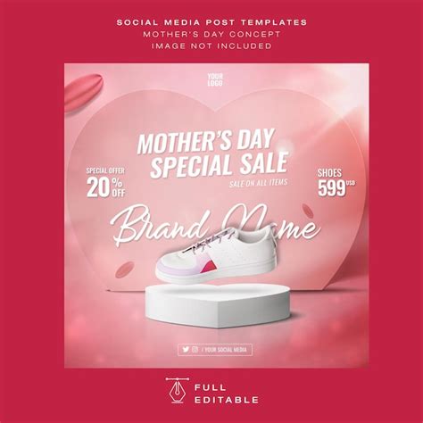 Premium Psd Clean Minimal Happy Mothers Day Instagram Post Template