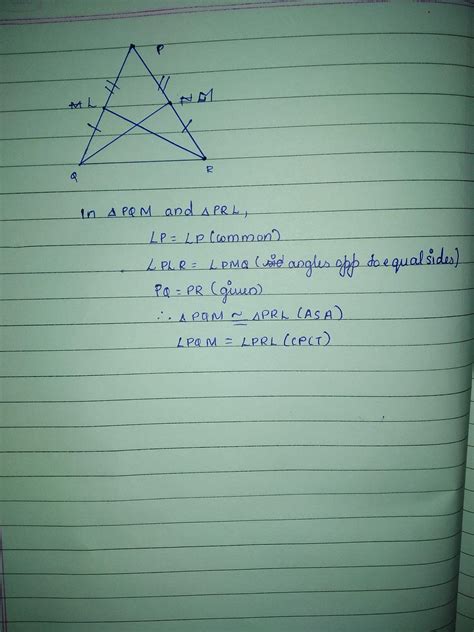 PQR Is An Isosceles Triangle With PQ PR L And M Are Point Respectively