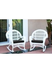 Santa Maria White Wicker Rocker Chair With Black Cushion Set Of 4