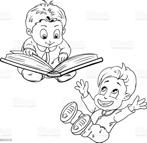 Gambar Anak Membaca Buku Kartun Hitam Putih Anak Laki Laki Membaca Buku Vintage Potret Anak