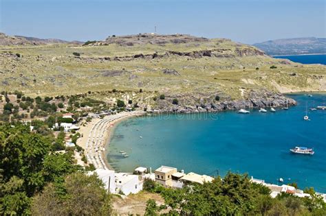 Lindos beach greece stock photo. Image of greece, landmark - 2406346