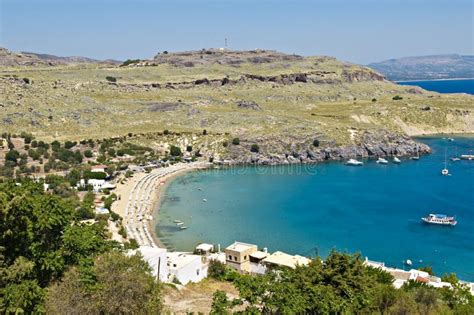 Lindos beach greece stock photo. Image of greece, landmark - 2406346