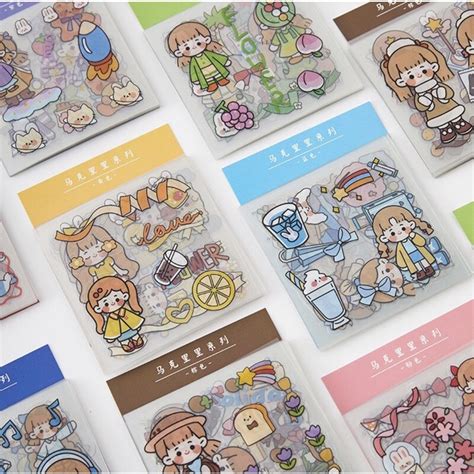 Jual Stiker Aesthetic Lucu Decor Buku Diary Scrapbook Stiker Bening