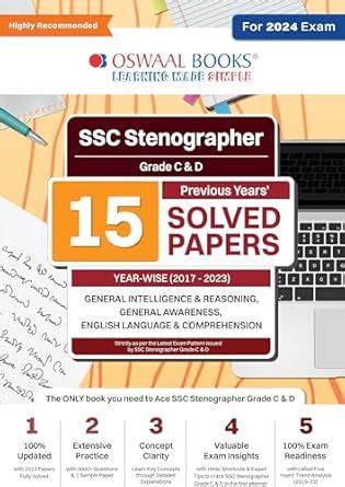 Amazon Oswaal SSC Stenographer Grade C D 15 Previous Solved Papers