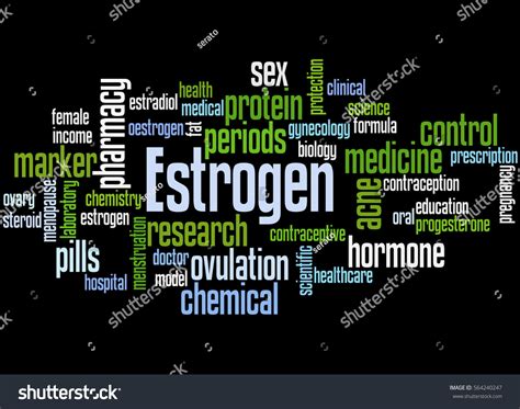 Estrogen Word Cloud Concept On Black Stock Illustration 564240247