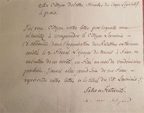 Charles Maurice Talleyrand Lettre Sign E Au Citoyen Catawiki