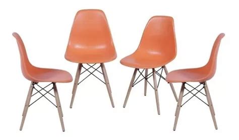 Cadeira De Jantar Boxbit Dkr Eames Base Madera Estrutura Laranja X