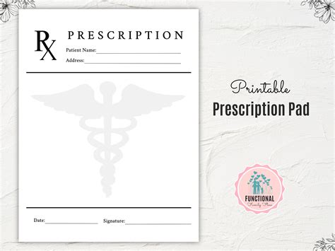 Blank Prescription Pad Printable Prescription Pad Page Rx Etsy Australia