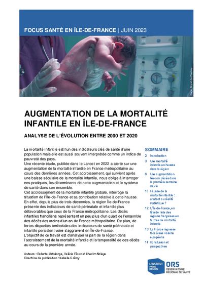 Augmentation de la mortalité infantile en Île de France ORS