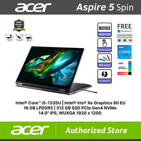 Jual ACER Aspire 5 Spin A5SP14 51MTN I5 1335U DDR5 16GB SSD 512GB 14