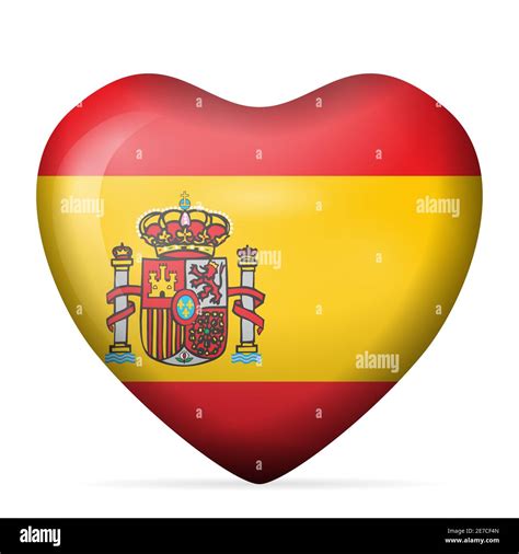 Heart Spain Flag On A White Background Vector Illustration Stock Photo