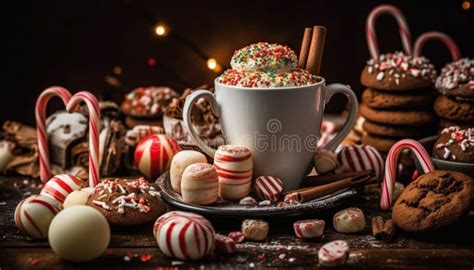 Indulgent Hot Chocolate With Peppermint And Marshmallow Generated By AI Stock Image Image Of