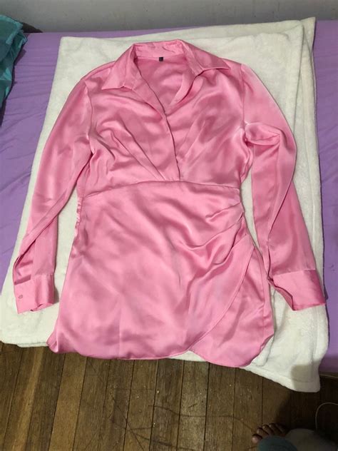 Pink Satin Dress Zara Ins On Carousell