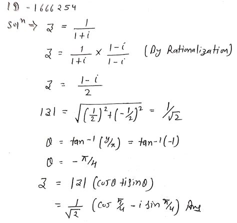 Find The Modulus And Argument Of The Following Complex Numbers And