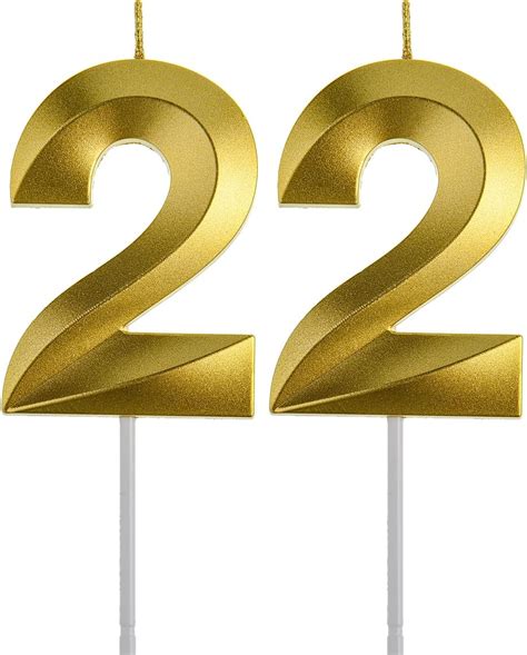 Gold 22 Birthday Candles Gold Number 22nd Cake Topper For