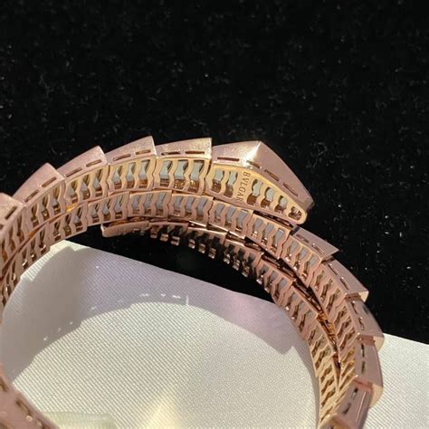 Bulgari Double Coil Diamond Paved Serpenti Viper Bracelet In K Rose