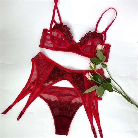 Red Sexy Lingerie Erotic Lingerie Sheer Lingerie High Waist Etsy