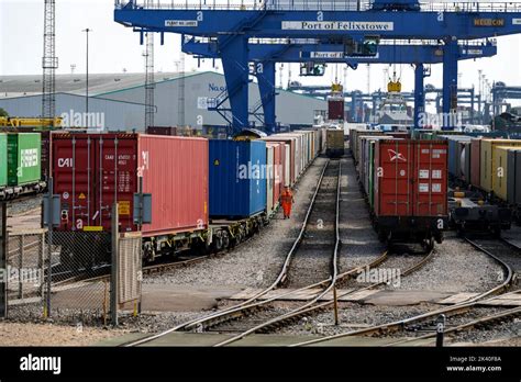 Rail Freight Terminal Port Of Felixstowe Suffolk Uk Stock Photo Alamy