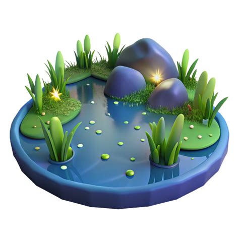 3d Cartoon Pond Illustration 56284448 Png