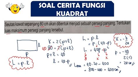 Soal Cerita Fungsi Kuadrat Luas Maksimum Persegi Panjang Matematika