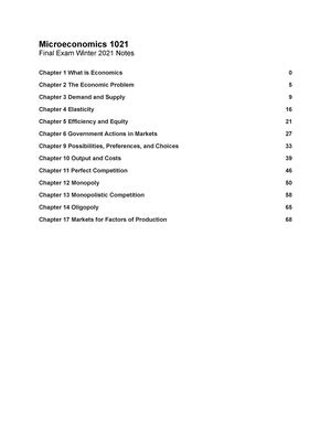 Chapter 5 Econ 1021A With Mohammed Hossain Microeconomics 1021