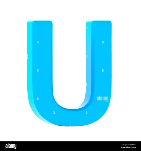 3d Left Leaning Light Blue Letter U 3d Rendering Graphic Isolated