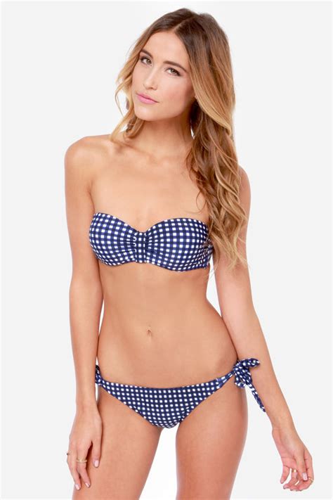 Cute Blue Bikini Checkered Bikini Checkered Swimsuit Lulus
