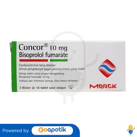 Concor 10 Mg Box 30 Tablet Hipertensi Kegunaan Efek Samping Dosis