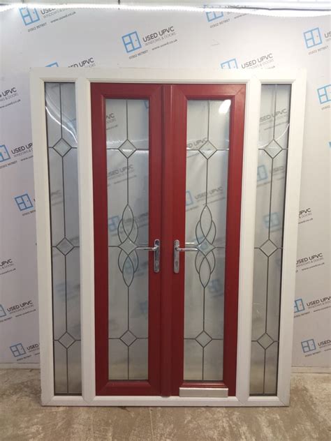 Used Red Upvc French Doors And Side Panels 1585mm X 2080mm EA1 Used