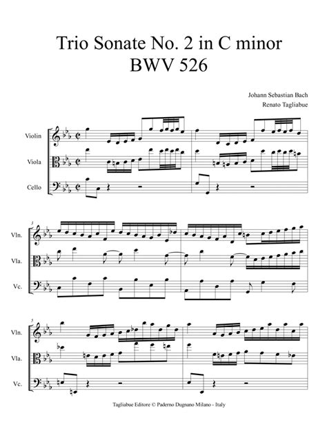 Bach J S Bwv Trio Sonate No In C Minor Arr For Trio