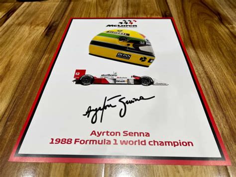 1988 Ayrton Senna F1 Grand Prix Signed Race Carhelmet Print Poster