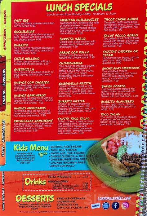 Los Nopales Méxican Grill menu in Lewisport Kentucky USA