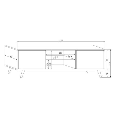 Meuble TV VIVALDI SWEDEN 140 Cm Blanc Mat Gris Brillant