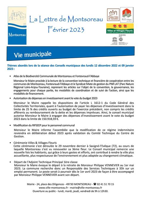 Calaméo Lettre de Montsoreau Février 2023